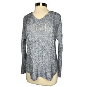 Sonoma goods for life size small cable knit blue V-neck long sleeve stretch
